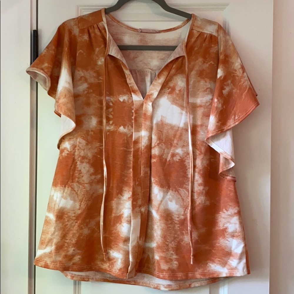 Ruthie Grace- Tie Dye shirt with flutter sleeves